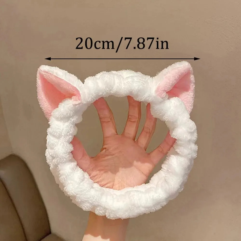 Diadema Spa Orejas de Gato | Banda de Maquillaje Suave y Ajustable